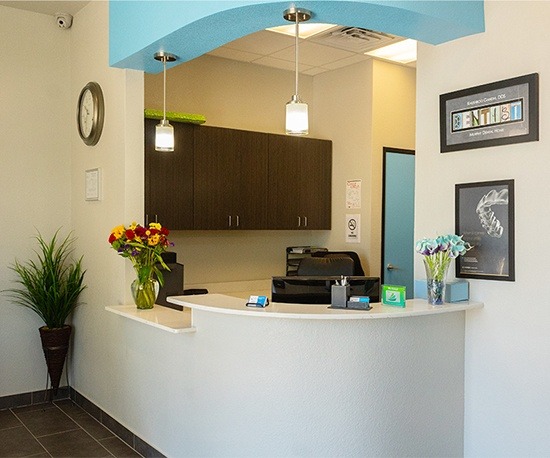 Welcoming dental office reception desk