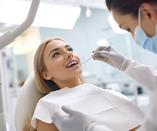 Dental patient undergoing routine exam