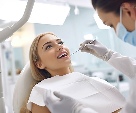Dental patient undergoing routine exam