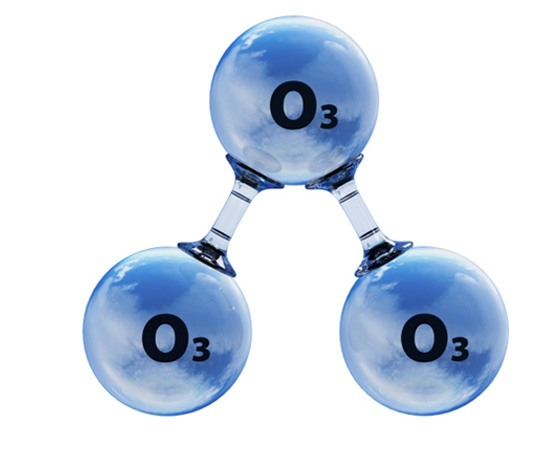 Model of molecule used in ozone therapy in Murphy against white background