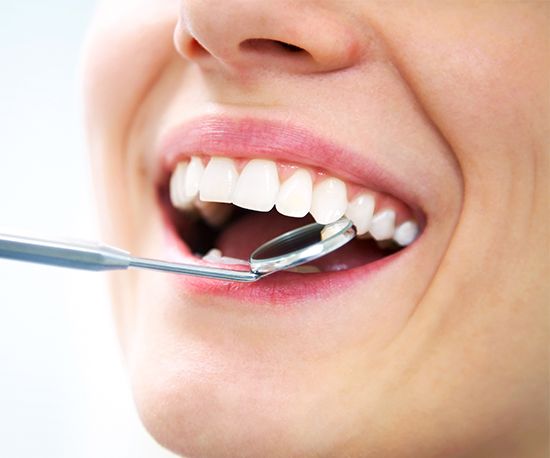 Closeup of smile during dental exam